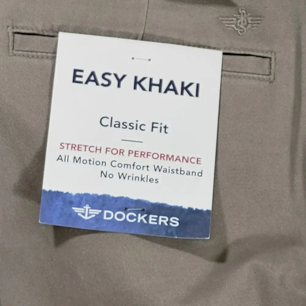 Dockers Pants Men's 34x34 Khaki Easy Khaki Classic Fit Stretch New